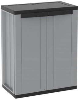 Kreher Mehrzweckschrank Kunststoffschrank mit 1 Boden (Schwarz/Grau)