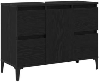 vidaXL Waschbeckenschrank mit Tür Schwarz Eichen-Optik 80 x 33 x 60 cm 862814