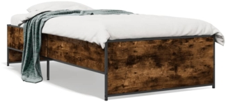 vidaXL Bettgestell Räuchereiche 75x190 cm Holzwerkstoff und Metall 845253