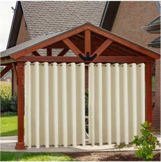 Qelus Gardine Outdoor Vorhang Sichtschutz,Wetterfest Blickdicht Gardinen mit Ösen, (2 St), Vorhänge für Garten Balkon Terrasse Pavillon Veranda