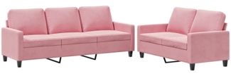 vidaXL 2-tlg. Sofagarnitur mit Kissen Rosa Samt 3201519