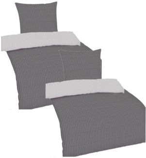 Casa Colori Bettwäsche Seersucker Wendebettwäsche135x200 Reißverschluss Silber Grau, Seersucker, 4 teilig, leicht