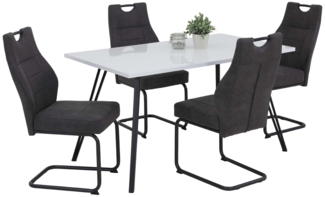 5 tlg. Essgruppe Tiara - Tisch Weiß, 4 Stühle Anthrazit