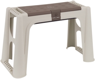 Dmora Ypern-Außenbank, Gartenbank, Werkzeugbank, Mehrzweckbank, 100 % Made in Italy, 58 x 29 x 37 cm, Beige und Braun