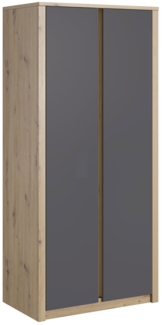 Kleiderschrank "Malta" Schlafzimmer Schrank 90cm grifflos artisan eiche grau