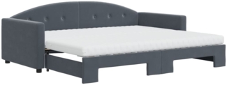 vidaXL Tagesbett Ausziehbar mit Matratzen Dunkelgrau 90x190 cm Samt 3197339