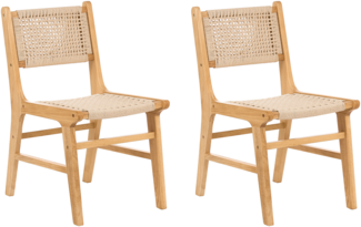 Esszimmerstuhl 2er Set OZELLA Holz Braun Beige