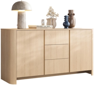 Compleo Kommode im Japandi Stil, Kommode mit 3 Schubladen und 2 Turen BORS
