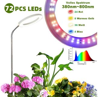 Rosnek Pflanzenlampe LED Vollspektrum mit 3 Lichtmodi, höhenverstellbar, Timer, LED fest integriert, Dual Purpose,155 cm, 10 Helligkeitsstufen für Innenräume