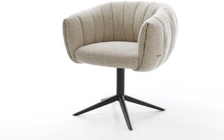 Drehstuhl Jada-Flex Webstoff Soft Beige Fußkreuz Schwarz 360° drehbar Wippfunktion Taschenfederkern