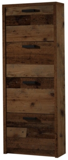 Schuhkipper Schuhschrank Garderobe 4 Doppelwalzen 64 x 164 x 24 cm Texas Oak