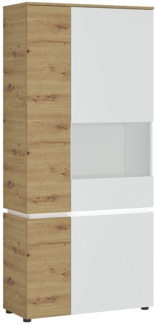 Vitrine Livia / Luci , Holzwerkstoff , Weiß, Holzfarben , 90 x 199 x 40 cm