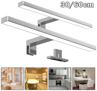 LETGOSPT Spiegelleuchte LED Wandleuchte, 30cm 60cm LED Spiegelleuchte 230V 8W/5W 400lm/650lm, LED fest integriert, Kaltweiß, Aufbauleuchte + Klemmleuchte,Schminklicht,Schrank-Beleuchtung 230V