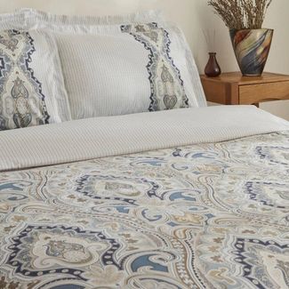 Karaca Bettwäsche Karaca Lemy Bettwäsche-Set 100 % Baumwoll-Satin, Einzelbett, Blau