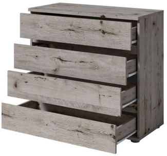 Lomadox Kommode TORTONA-166, Sideboard Schubkastenkommode, 92cm breit, Eiche