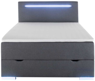 Boxspringbett Las Vegas II, Stoff, Grau, Schwarz, 123 x 110 x 209 cm