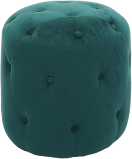 Hocker HWC-D22, Sitzhocker Ottomane, 42x39cm MVG-zertifiziert ~ Samt dunkelgrün