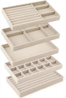 Coonoor Aufbewahrungsbox Schmucktablett, Schmuckorganisierer, Schmuckaufbewahrungsbox (5 St), Einlage für Schubladen, Stapelbar für Präsentation und Ordnung