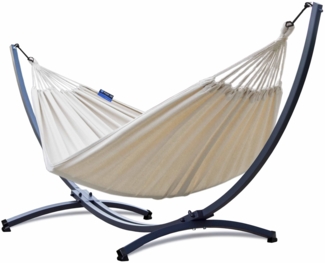 Potenza Hängematte mit Verzinkter Gestell – 220kg für 2 Personen I Hängematte- 220x160, 200kg I Cocoon XXL - Ecru