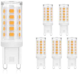ZMH LED-Leuchtmittel Glühbirne 3W Energiesparlampe Kein Flackern Nicht Dimmbar, G9, 5 St, warmweiß