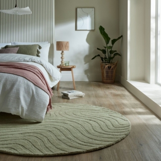 FLAIR RUGS Wollteppich Mesmerise, rund, Höhe: 14 mm, Wollteppich mit Hoch-Tief Effekt