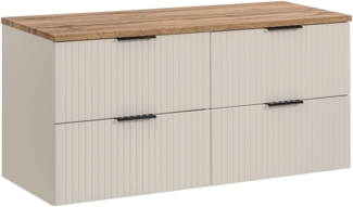 ADEL CASHMERE Badmöbel-Set 120 cm mit Tischplatte (46x120cm), Kaschmir matt,Eiche Wotan