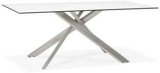 Kadima Design Esstisch, Keramik, Marmoroptik, X-Metallgestell, 180 x 90 cm, Robust. Weiß-Grau