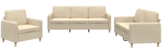 vidaXL 3-tlg. Sofagarnitur mit Kissen Creme Stoff 3202056