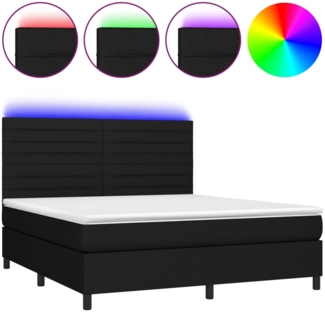 vidaXL Boxspringbett mit Matratze & LED Schwarz 180x200 cm Stoff 3134975