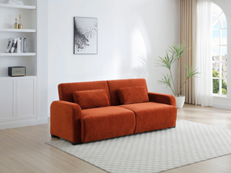 Vente-unique - 3-Sitzer Schlafsofa Clic-Clac - Chenille-Stoff - Terrakotta - LOMARIO