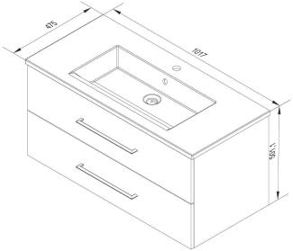 FACKELMANN B.PERFEKT Waschbecken mit Unterschrank 103 cm breit, Weiß, Waschbecken Keramik Weiß