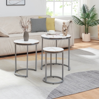 Satztisch Bornholm im 3er Set Marmor, weiß [en. casa]