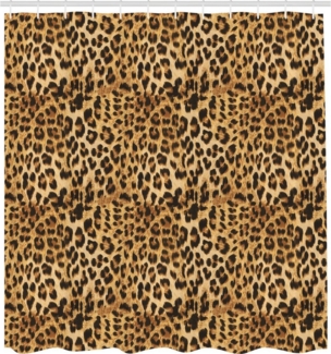 Abakuhaus Duschvorhang Moderner Digitaldruck mit 12 Haken auf Stoff Wasser Resistent Breite 175 cm, Höhe 180 cm, Braun Leopard-Druck
