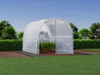 Vente-unique - Foliengewächshaus mit verzinktem Stahlrahmen & Tür - 6 m² - 200 x 300 x 200 cm - Weiß - ALOCASIA
