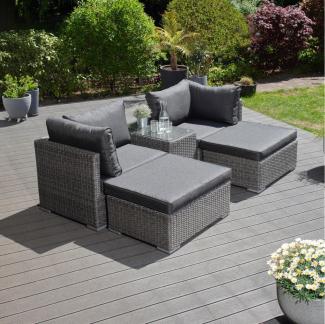 Samoa Gartenlounge, Polyrattan, grau, für 4 Personen