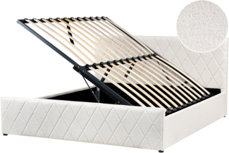 Bett mit Stauraum Bouclé ROCHEFORT 180 x 200 cm Cremeweiß