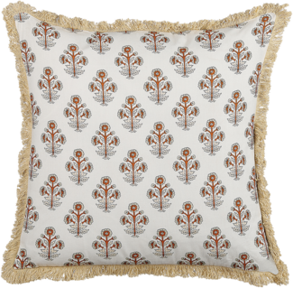 Dekokissen Blumenmuster OMORIKA Baumwolle 45 x 45 cm Weiß
