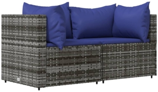 vidaXL Garten-Ecksofas mit Kissen 2 Stk. Grau Poly Rattan 319842