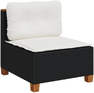 vidaXL Gartensofa ohne Armlehnen mit Kissen Schwarz Poly Rattan 365905