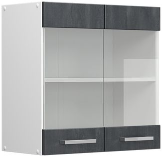 Küchenglasschrank R-Line Schwarz Beton 60 cm Vicco