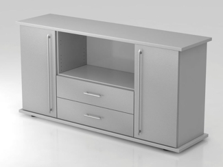 Sideboard 2 Türen, 2 Schübe RE Grau / Silber