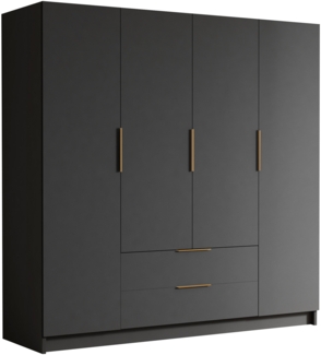 Kleiderschrank Sozor I (Farbe: Schwarz / Schwarz + Gold)