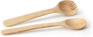 Continenta Salatbesteck, 2-tlg, Salat Besteck, Salatgabel, Salatlöffel, Holzbesteck, Gummibaumholz, L 31 cm, 3228