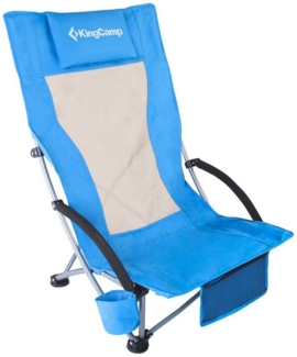 KingCamp Campingstuhl Strand Liege Stuhl Hoch Lehne Camping Klapp, Falt Sessel Niedrig 136 kg