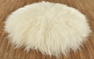 KUHFELL online & NOMAD Stuhlkissen Australisches Echtes Lammfell Sitzauflage Stuhlkissen Natur 40cm rund, Echtes Lammfell