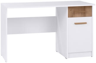 Marmex Möbel Grant 11N Schülerschreibtisch, Büroschreibtisch, laminierte Spanplatte, weiß+riviera Eiche, 125x75,5x52,5 cm