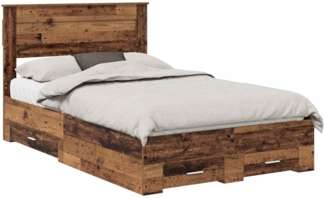 vidaXL Bettrahmen mit Kopfteil Altholz 120x190 cm Holzwerkstoff 3410009