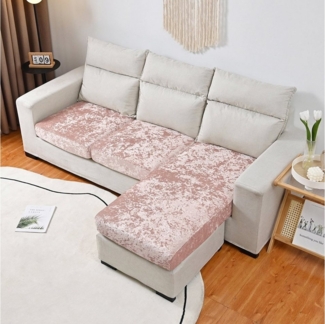 BTTO Sofahusse Samt-Sitzkissenbezug für 1-, 2-, 3-, 4-Sitzer, 8 Farben, Elastic Stretch Sofasitzbezug mit Elastischer Unterseite