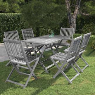 vidaXL 7-tlg. Garten-Essgruppe Massivholz Akazie Grau 3057871