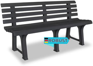 Parkbank KATO 145,5 cm Kunststoff Anthrazit | Gartenbank wetterfest Terrassenbank 3 Sitzer Sitzbank Rückenlehne